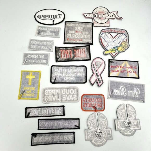 Mixed Lot of 20 Biker Motorcycle Riders Embroidered Iron On Sew On Patches - Picture 2 of 4
